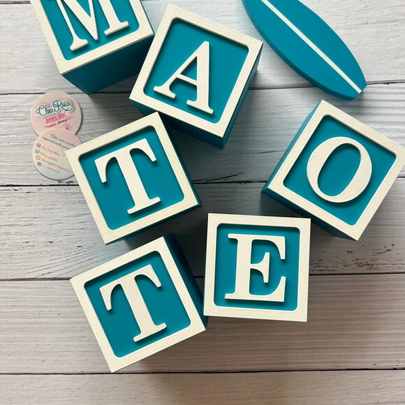 Surf - Decoração Bebê - Cubos 8x8cm + Prancha