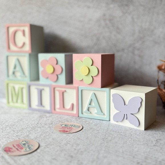 Tons Pastel Cubos 6x6cm Decoração Bebê