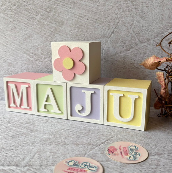 Tons Pastel Cubos 6x6cm Decoração Bebê