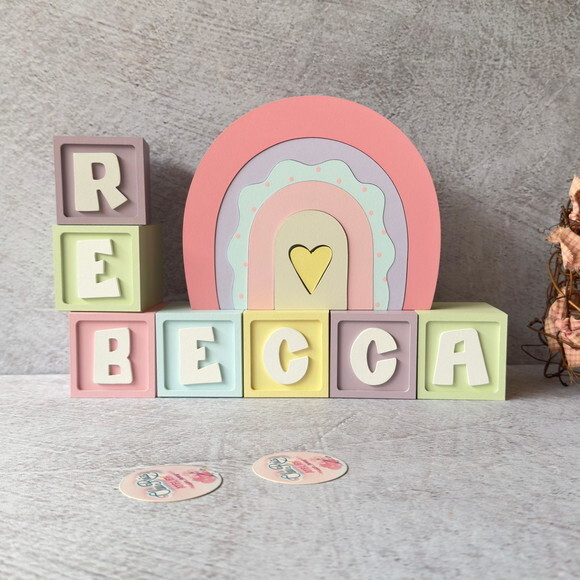 Cubos Decorativos Arco Íris Boho para Quarto de Bebê e Festa In