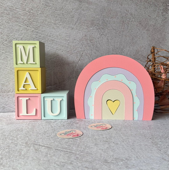 Cubos Decorativos Arco Íris Boho para Quarto de Bebê e Festa In