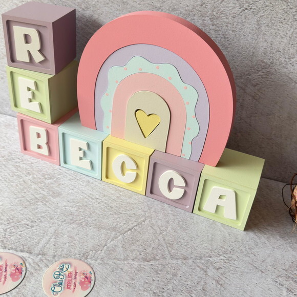 Cubos Decorativos Arco Íris Boho para Quarto de Bebê e Festa In