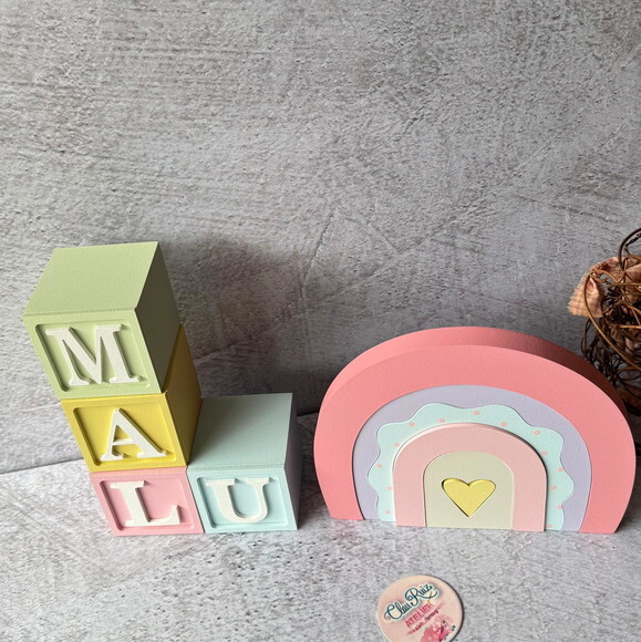 Cubos Decorativos Arco Íris Boho para Quarto de Bebê e Festa In