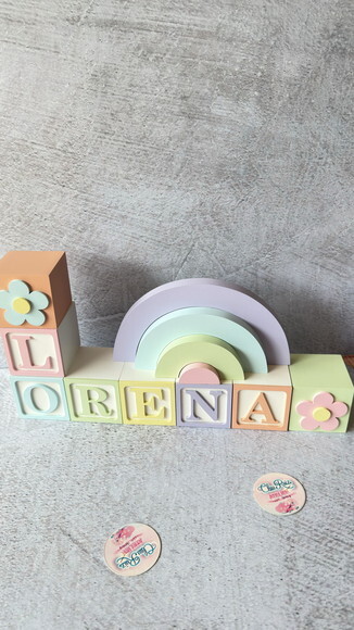 Tons Pastel Cubos 6x6cm Ts + Arco Íris. Decoração Bebê