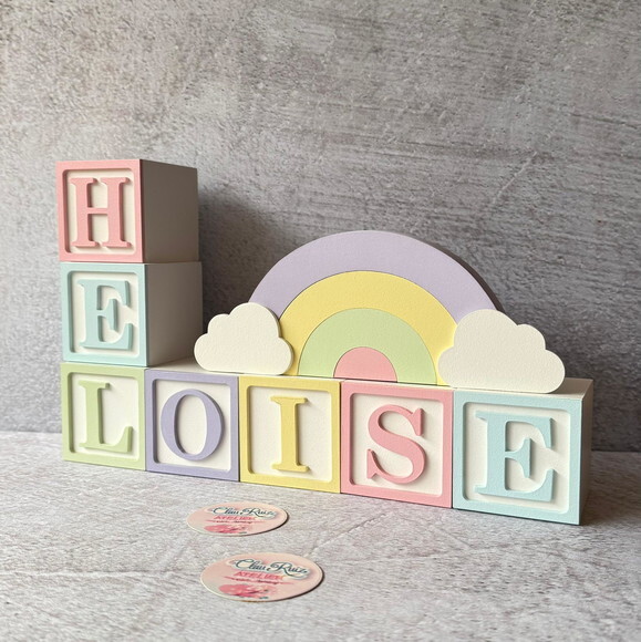 Tons Pastel Cubos 6x6cm Ts + Arco Íris. Decoração Bebê