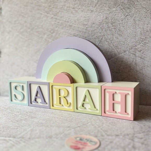 Tons Pastel Cubos 6x6cm Ts + Arco Íris. Decoração Bebê