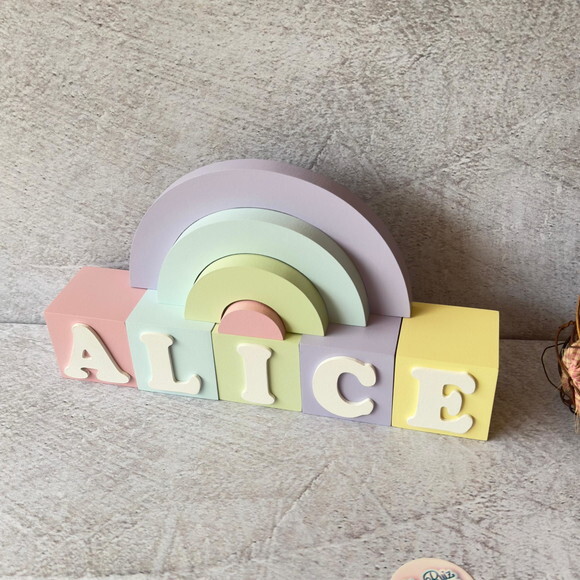 Tons Pastel Cubos 6x6cm Ts + Arco Íris. Decoração Bebê