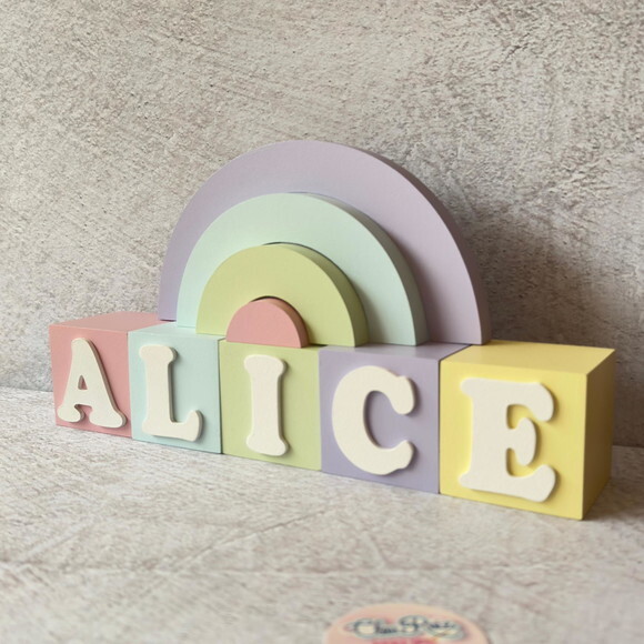 Tons Pastel Cubos 6x6cm Ts + Arco Íris. Decoração Bebê