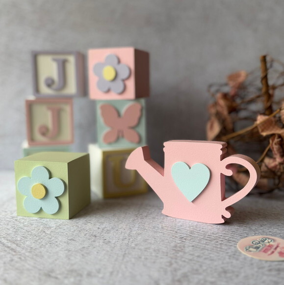 Tons Pastel Cubos 6x6cm Ts + Regador - Decoração Bebê