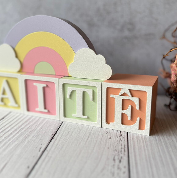 Tons Pastel Cubos 6x6cm Ts + Arco Íris. Decoração Bebê