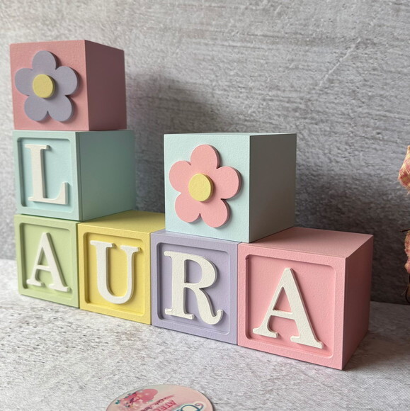 Tons Pastel Cubos 6x6cm Ts- Decoração Bebê