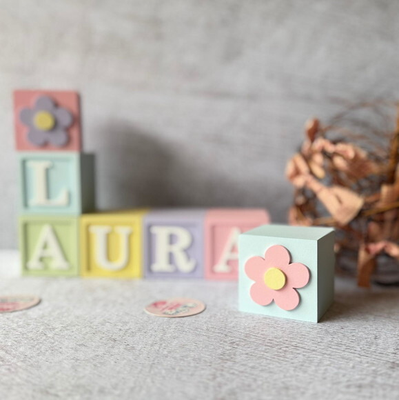 Tons Pastel Cubos 6x6cm Ts- Decoração Bebê