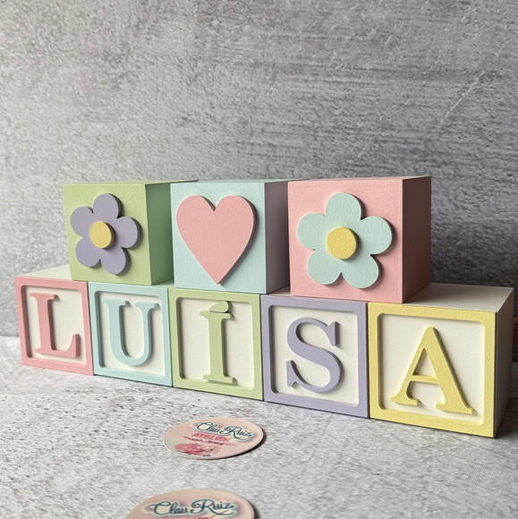 Tons Pastel Cubos Personalizados 6x6cm Decoração Bebê