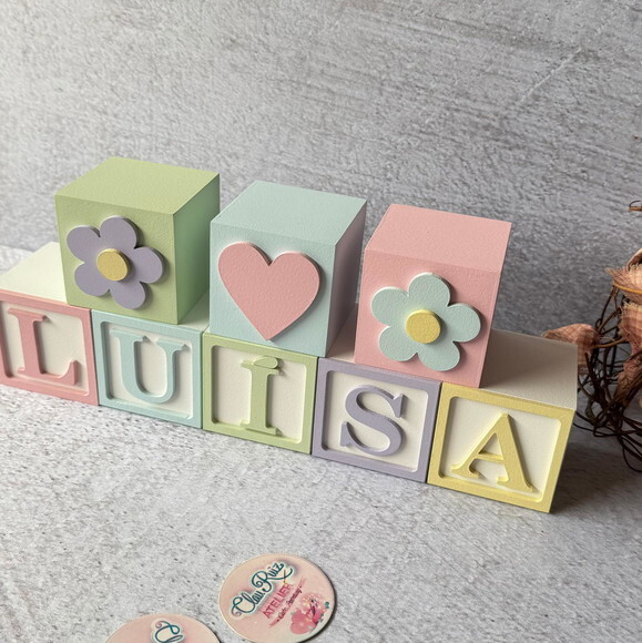 Tons Pastel Cubos Personalizados 6x6cm Decoração Bebê