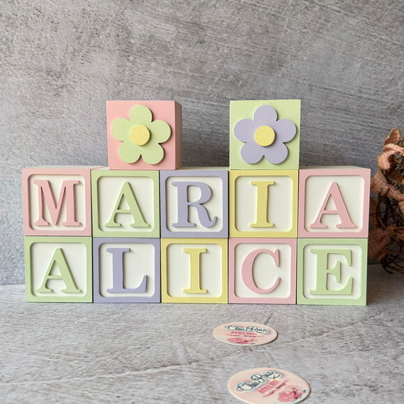 Tons Pastel Cubos Personalizados 6x6cm Decoração Bebê