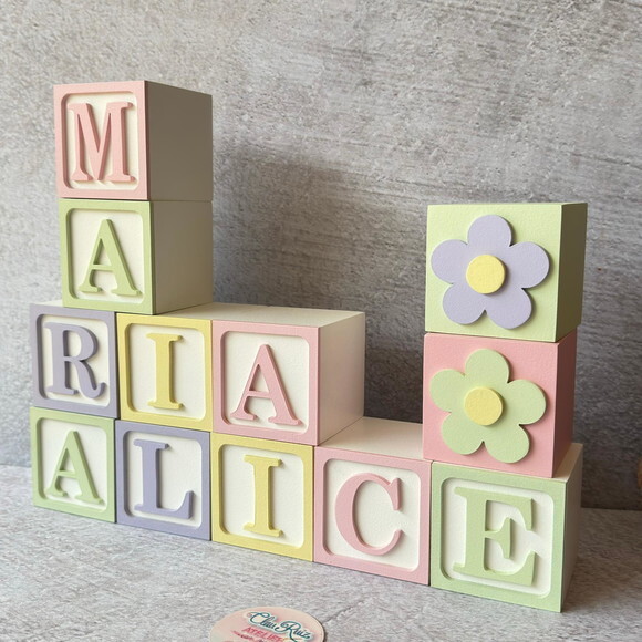 Tons Pastel Cubos Personalizados 6x6cm Decoração Bebê
