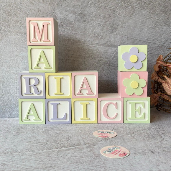 Tons Pastel Cubos Personalizados 6x6cm Decoração Bebê