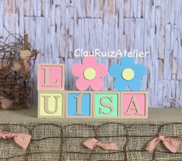 Tons Terrosos Cubos 6x6cm Ts+ Dupla de Flor Decoração Bebê