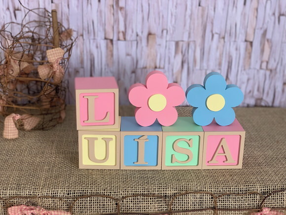 Tons Terrosos Cubos 6x6cm Ts+ Dupla de Flor Decoração Bebê