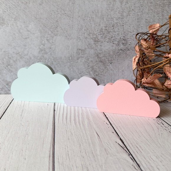 Trio de Nuvens Pastel - Decoração Bebê