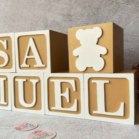 Ursinho Cubos 10x10cm Ts Decoração de Quarto de Bebê