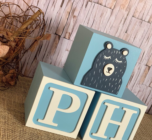 Urso Escandinavo - Cubos 10x10cm Ts Decoração Bebê