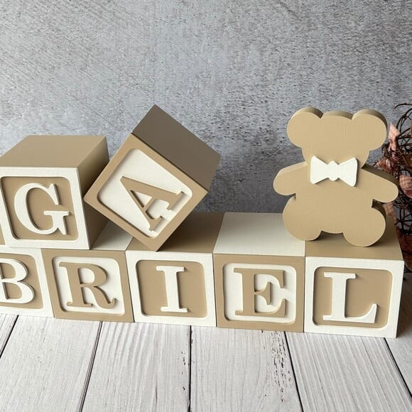 Urso+ Cubos 8x8cm Ts - Decoração Bebê