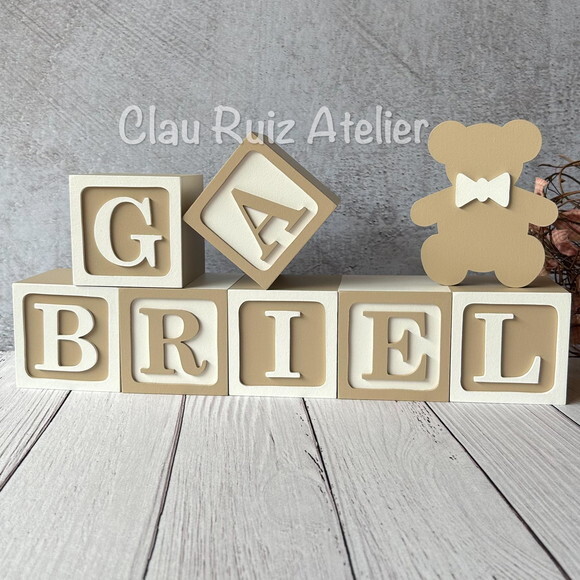 Urso+ Cubos 8x8cm Ts - Decoração Bebê