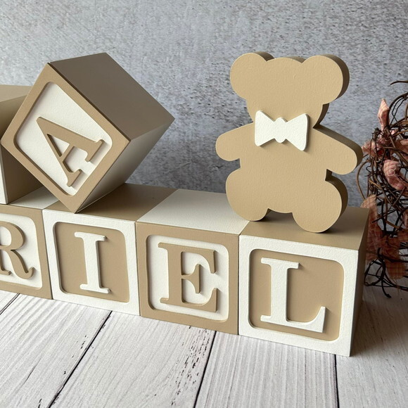 Urso+ Cubos 8x8cm Ts - Decoração Bebê
