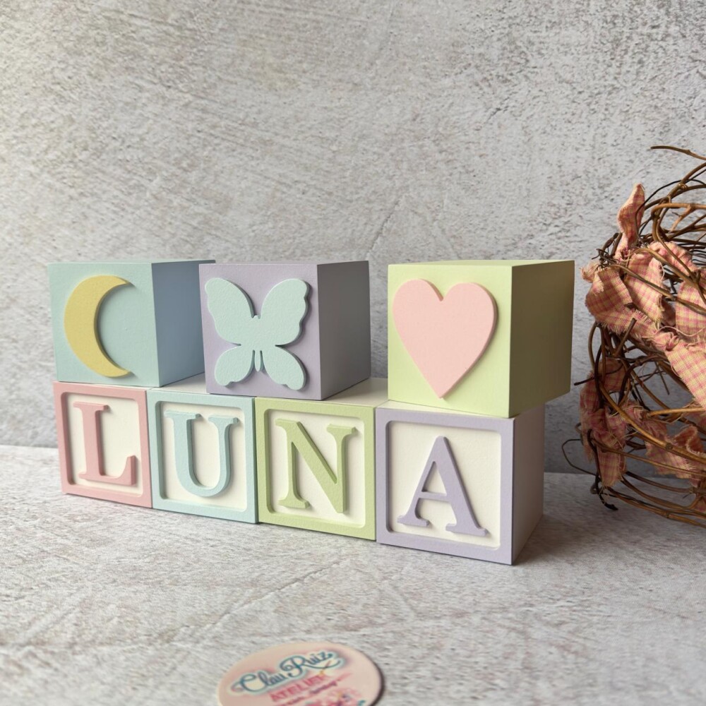 Cubos Personalizados 6x6 cm em MDF para Quarto de Bebê - Enfeite