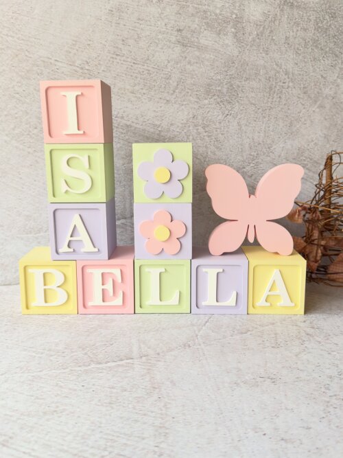 Cubos com nome do Bebê linha Jardim