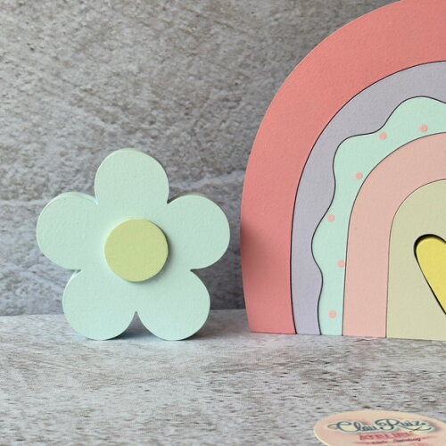 Arco Íris de Mesa Boho + Flor + Borboleta - Decoração Bebê
