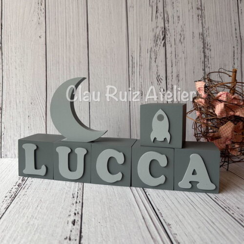 Astronauta - Cubos 6x6cm + Lua de Mesa