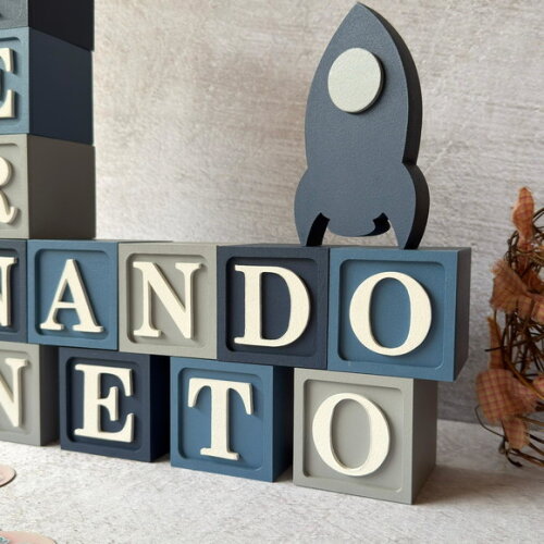 Astronauta- Cubos 6x6cm + Foguete Decoração Bebê