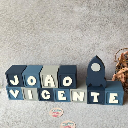 Astronauta- Cubos 6x6cm + Foguete Decoração Bebê