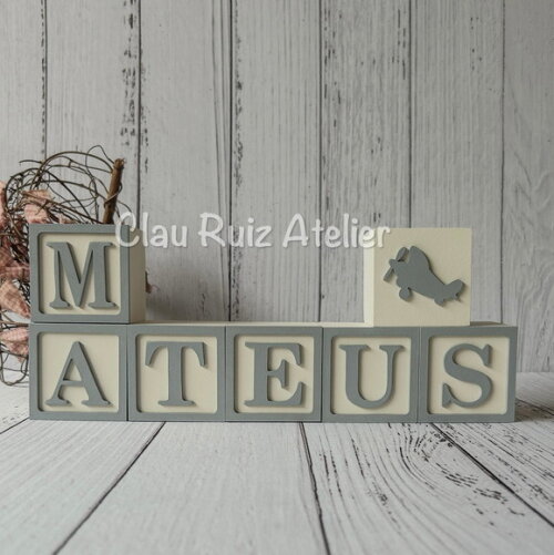Aviãozinho - Decoração Bebê - Cubos 6x6cm Ts