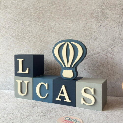 Balão + Cubos 6x6cm Decoração Bebê