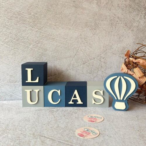 Balão + Cubos 6x6cm Decoração Bebê