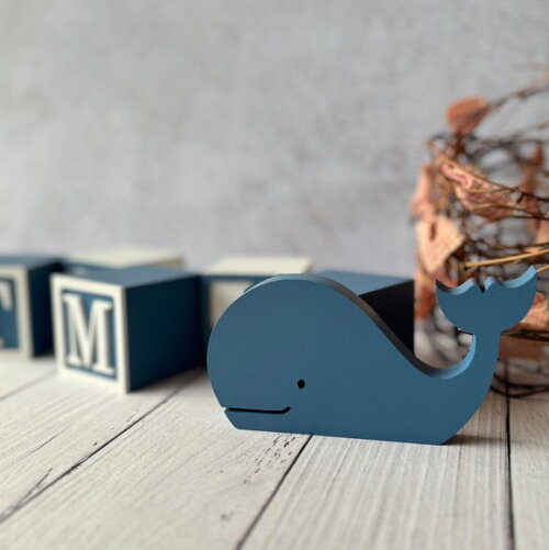 Baleia + Cubos 6x6cm Ts Decoração Bebê Fundo do Mar