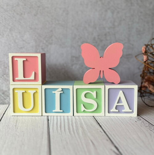 Borboletinha + Cubos 6x6cm Decoração Bebê