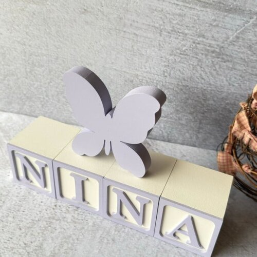 Borboletinha + Cubos 6x6cm Decoração Bebê