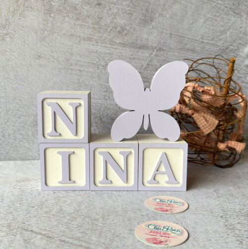 Borboletinha + Cubos 6x6cm Decoração Bebê