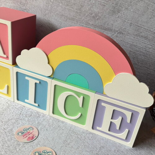 Candy Colors - Cubos 10x10cm Ts + Arco Íris. Decoração Bebê