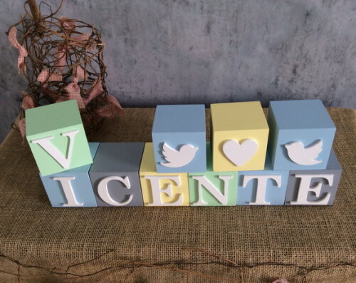 Cubos Decorativos Infantis em MDF para Quarto de Bebê 6x6cm