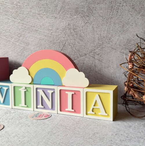 Candy Colors - Cubos 6x6cm Ts + Arco Íris. Decoração Bebê