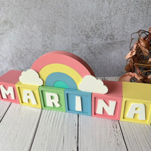 Candy Colors - Cubos 6x6cm Ts + Arco Íris. Decoração Bebê