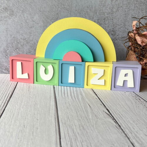 Candy Colors - Cubos 6x6cm Ts + Arco Íris. Decoração Bebê