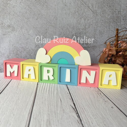 Candy Colors - Cubos 6x6cm Ts + Arco Íris. Decoração Bebê