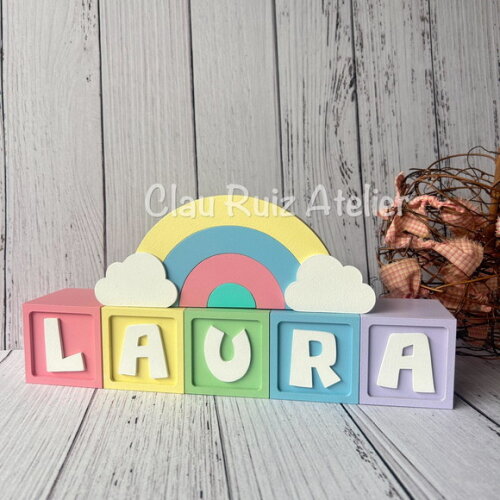 Candy Colors - Cubos 6x6cm Ts + Arco Íris. Decoração Bebê