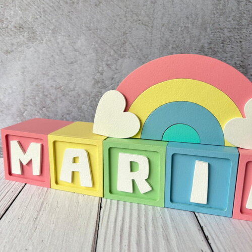 Candy Colors - Cubos 6x6cm Ts + Arco Íris. Decoração Bebê